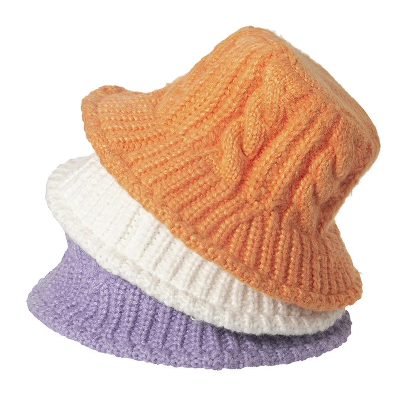 

Unisex Bucket Hats Women Panama Hat Men Pure Color Sunbonnet Fedoras Fisherman Hat Knitted Hat Woolen Hat Keep Warm 2022 New
