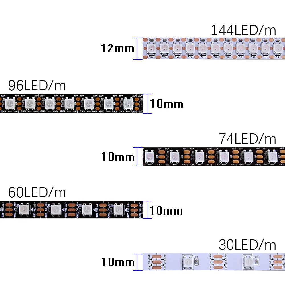 Индивидуально Адресуемая светодиодная RGB лента WS2812 Светодиодная WS2812B 30/60/74/96/144