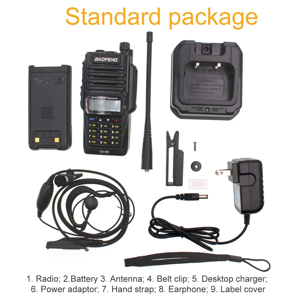 Baofeng UV-9R IP68 Waterproof Walkie Talkie 10W Dual Band 136-174/400-520MHz Ham Radio Two Way Radio UV Portable Ham Hunting