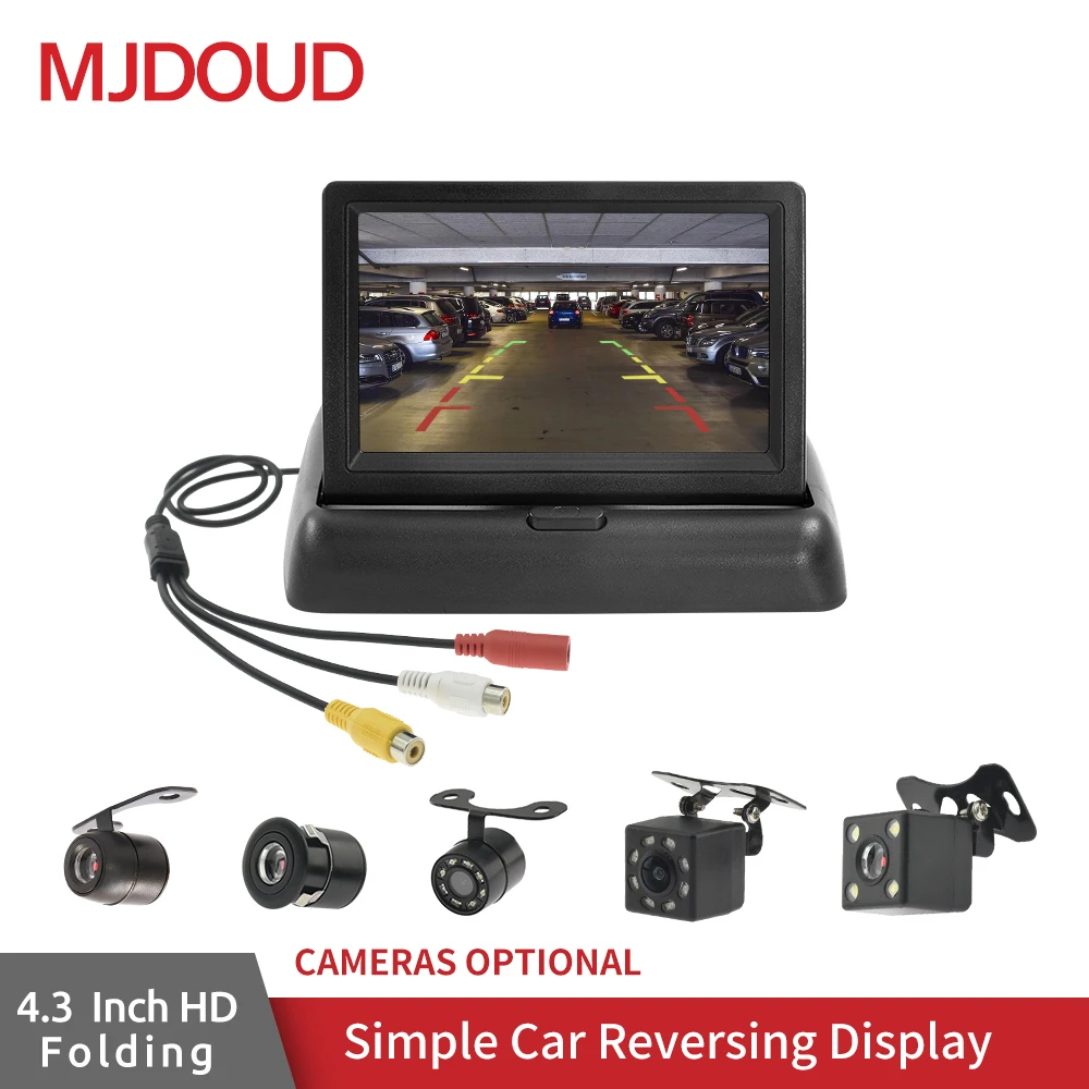 MJDOUD 4.3Inch Car  Monitor Car Screen  Rear View Reverse Backup Car LED Camera Video Parking System  rear view camera for car