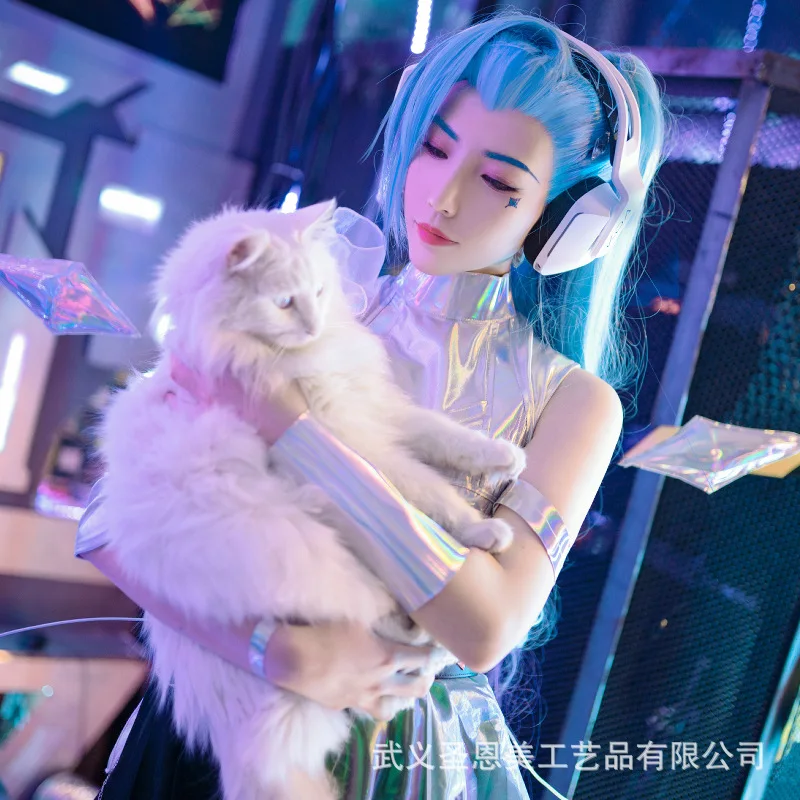 Фото Косплей игры LOL KDA Серафин Косплей Костюм Лига Легенд Косплей Костюм Женское платье юбка с серьгами набор KDA все №3
