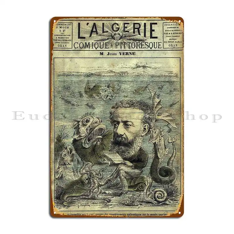 Винтажная периодическая обложка Jules Verne металлическая вывеска для вечеринки утюг