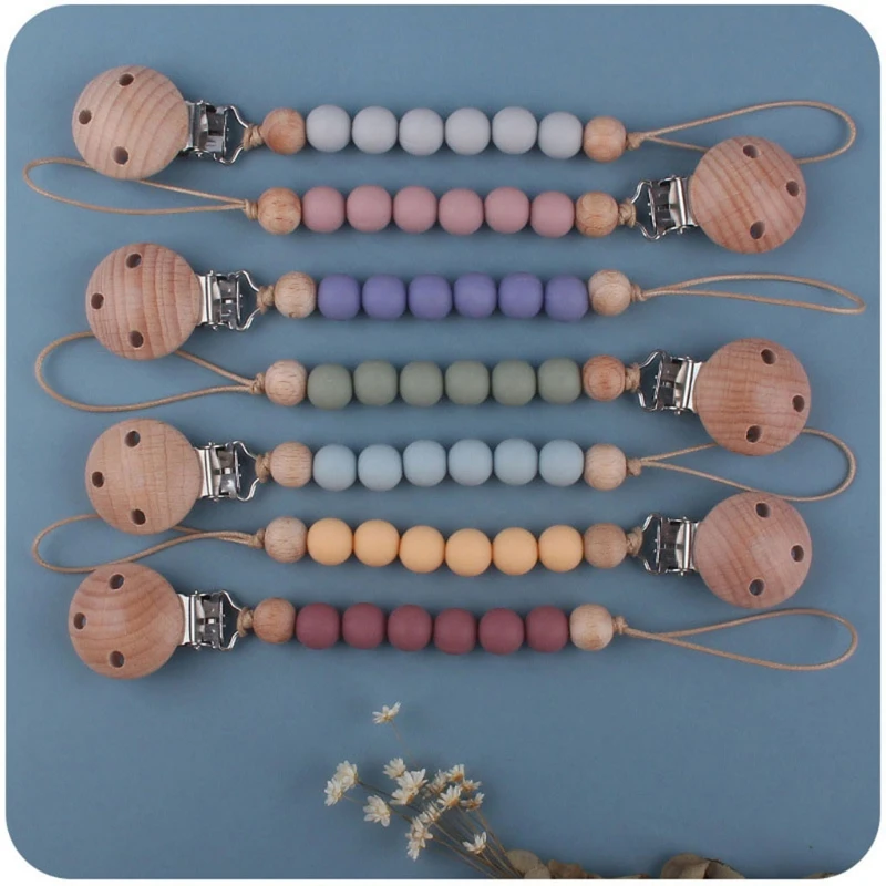 

Newborn Pacifier Clip Chain BPA-free Silicone Beads DIY Dummy Nipple Soother Holder Baby Teething Chewing Toys Chain