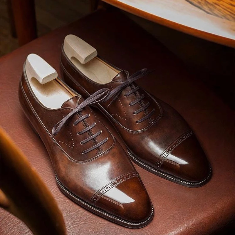 

BrogueShoes мужские из искусственной кожи однотонные на шнуровке заостренные с плоским дном модные классические с вырезами в британском стиле ...