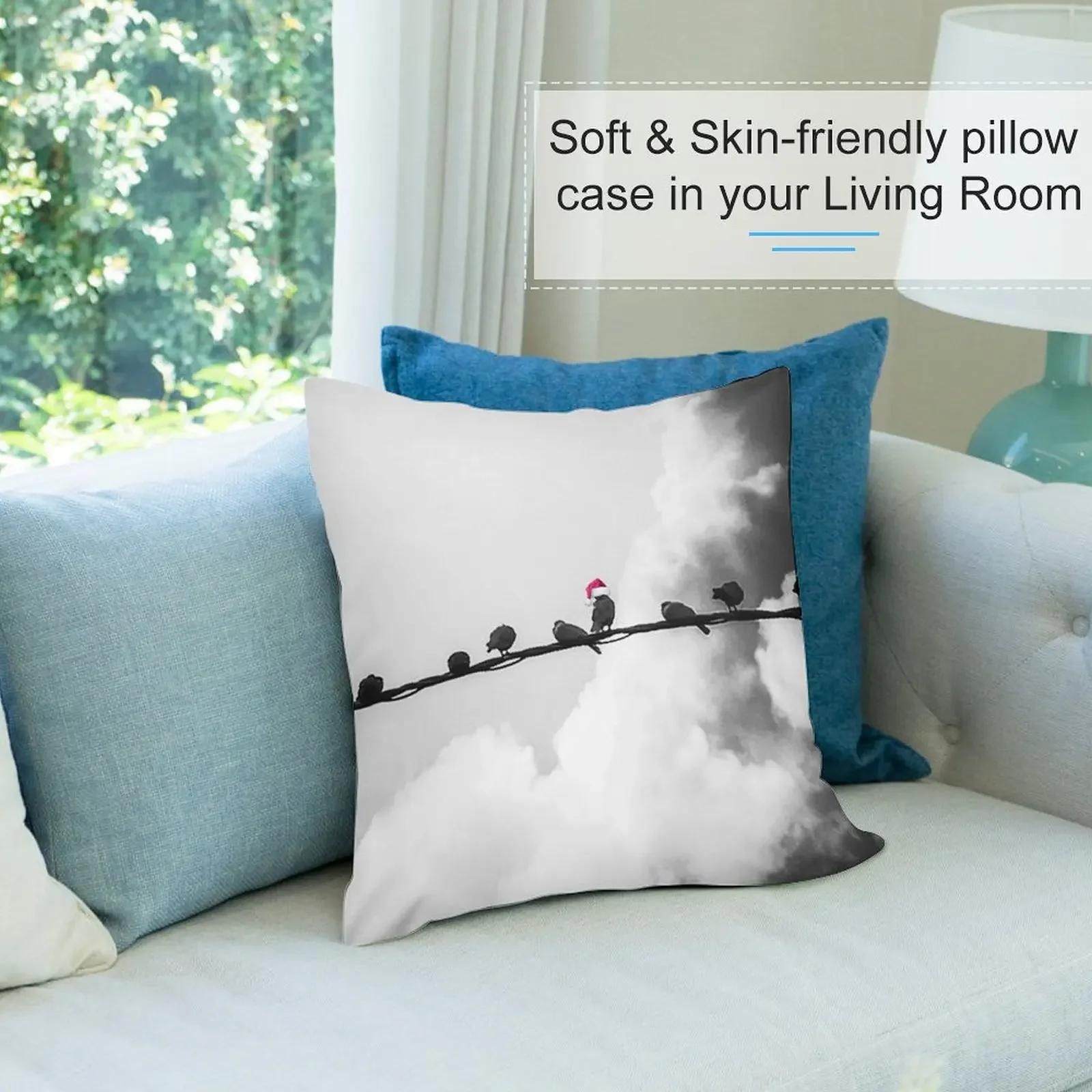 Рождественский дух среди птиц - фотодизайн Декоративная наволочка Чехлы для