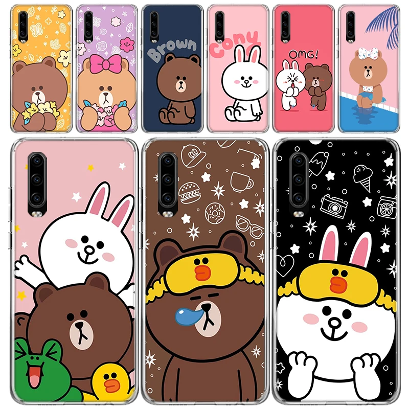 

Мультяшный медведь B-коричневый C-Cony прозрачный мягкий чехол для телефона Huawei P30 P40 P50 P20 P10 Lite Mate 40 30 20 10 Pro Print Custom Co