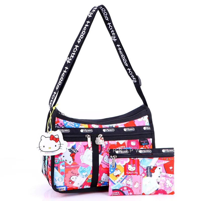 

Kawaii Sanrio HelloKitty Snoopys Totoro Lesportsac Joint Anime Cartoon Print Crossbody Bag Women Shoulder Crossbody Bag Handbag