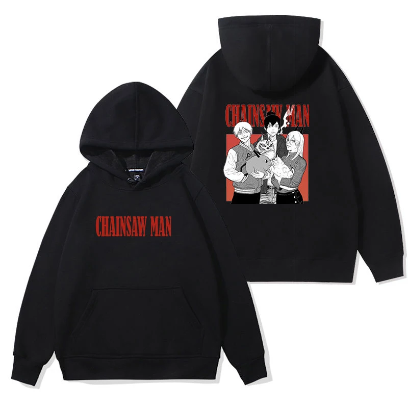 

Autumn Chainsaw Man Hoodie Mens Oversized Black Pullover Harajuku Anime Print Hooded Sweatshirt Vintage Streetwear Free Shipping