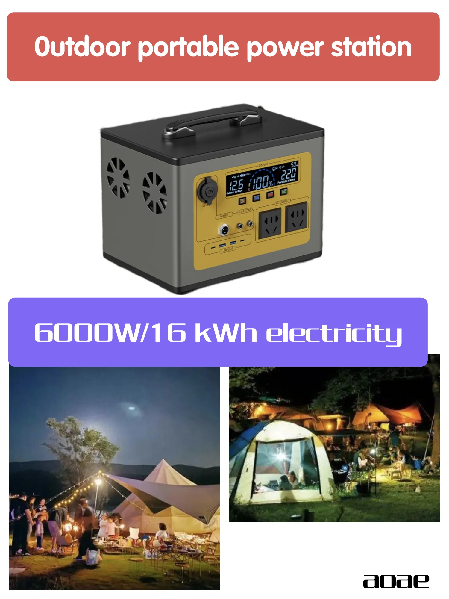 

Outdoor power supply 220V, outdoor portable power station, self driving, camping, power outage, emergency household use