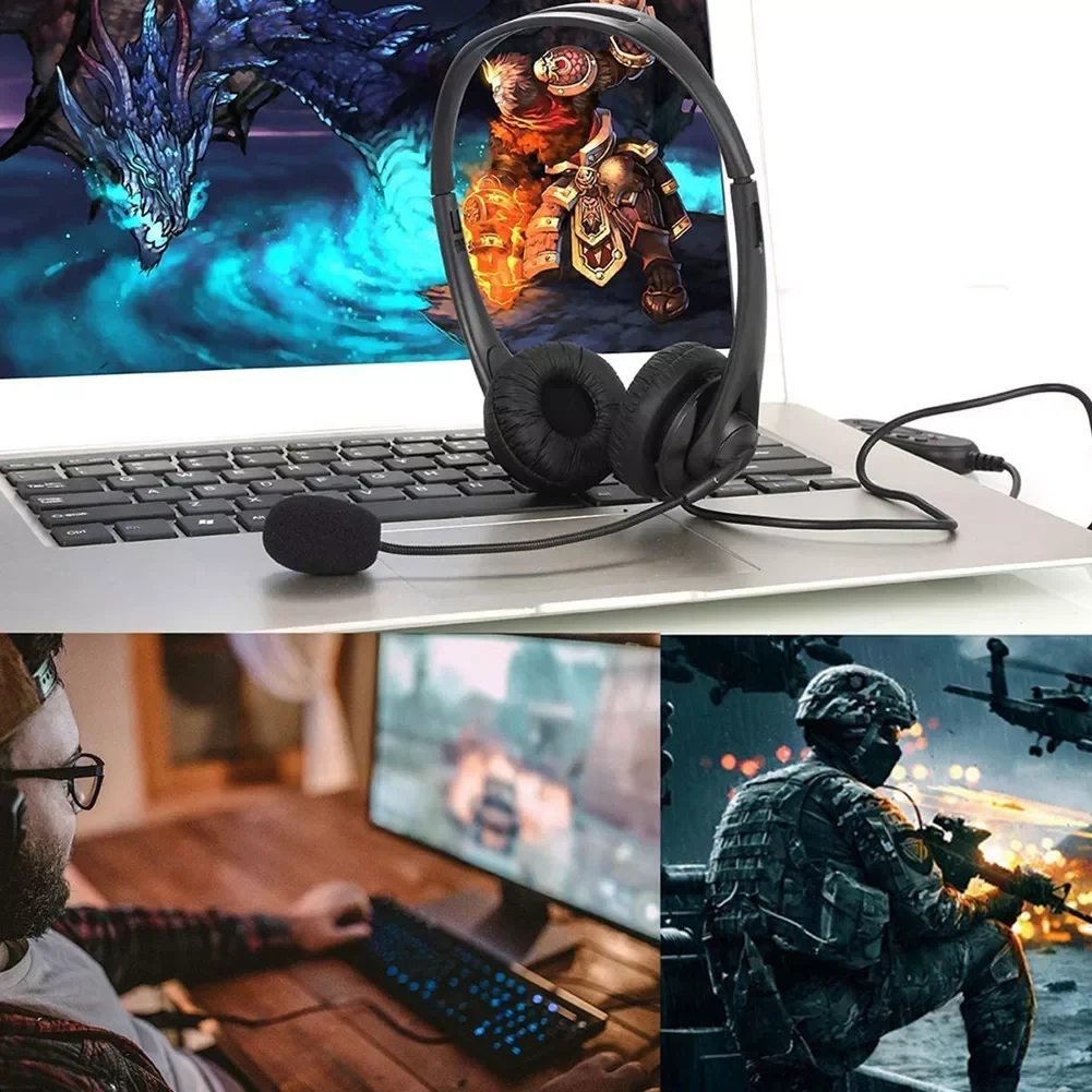 

Computer Laptop Headphone with Noise Cancelling Microphone Chatting Network Teaching Video Conferencing USB Wired Headset