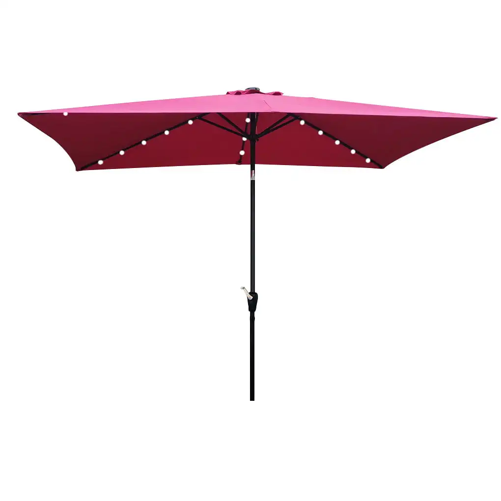 

LED Lighted Umbrella Solar Power Hanging Parasol Push Button Steel Pole Outdoor Supplies, Type 1