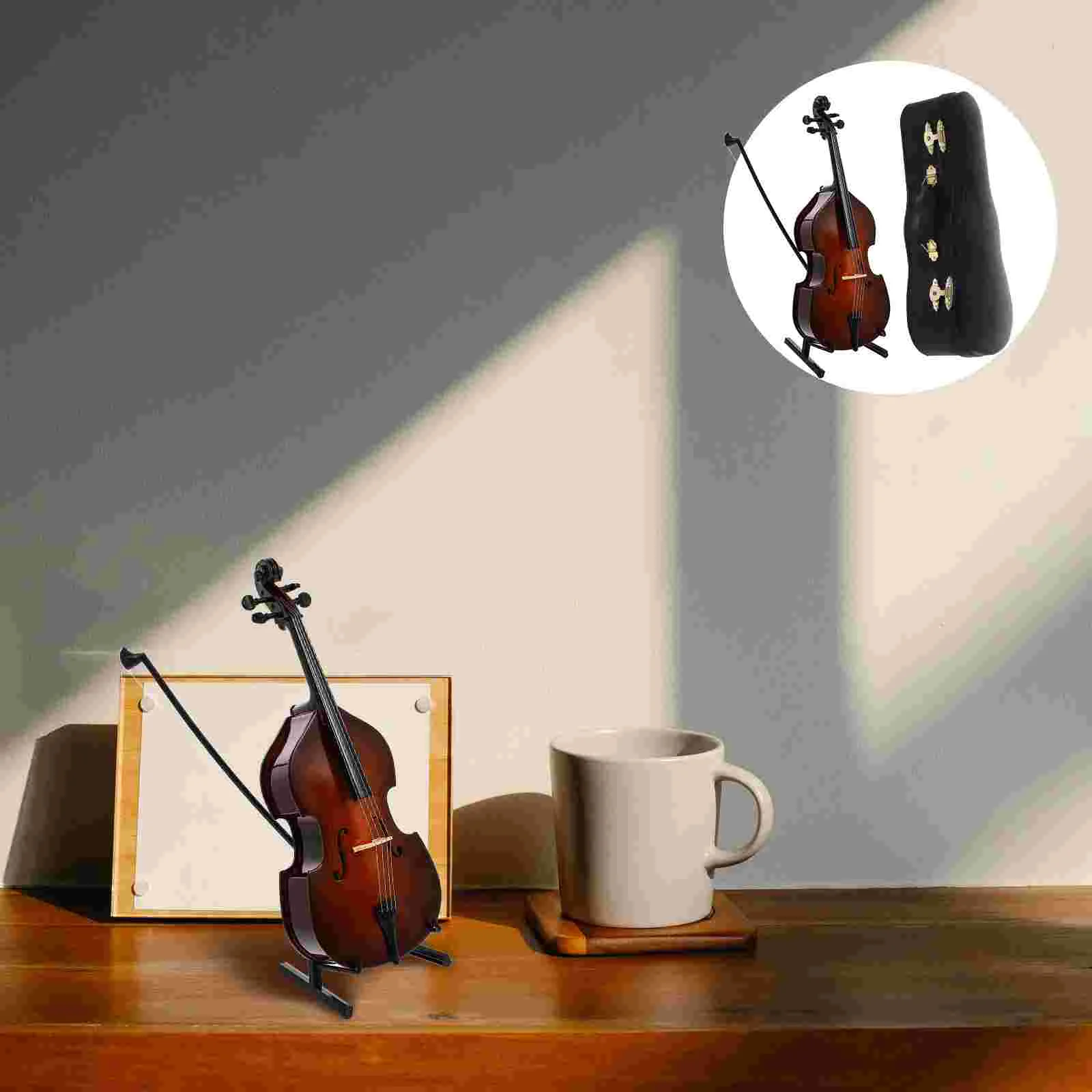 

Music Notes Cello Model Mini Instrument Bass Desktop Decor Realistic Violoncello Adornment Gift