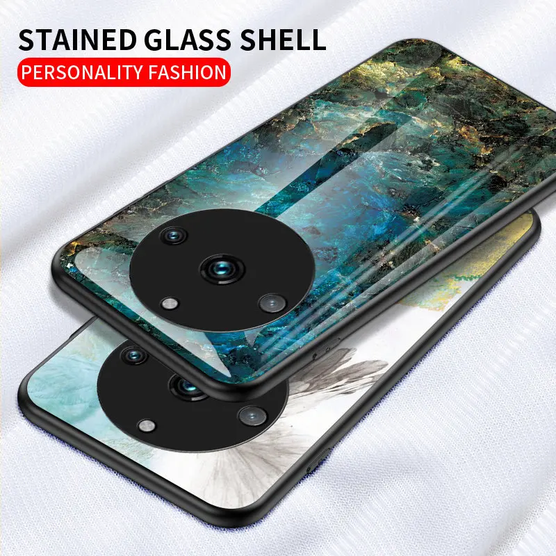 Мраморный чехол из закаленного стекла для Realme 11 Pro 5G RMX3771 противоударный