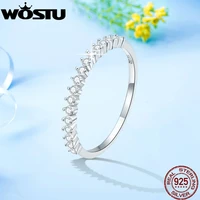 wostu 100 925 sterling silver classic crown sparkling finger ring for women luxury aaaaa cz wedding engagement fine jewelry