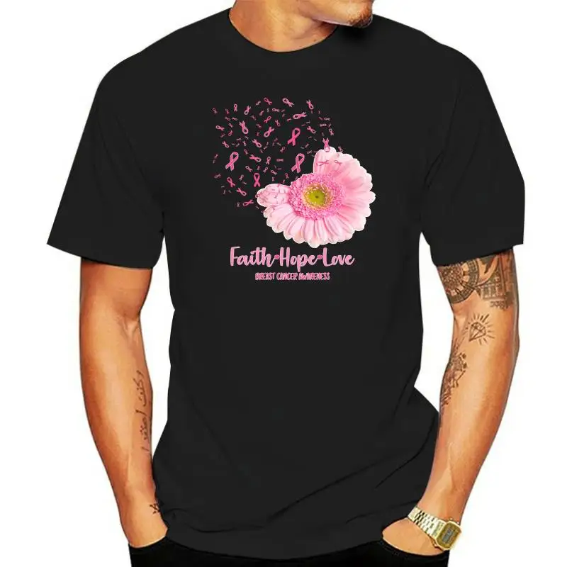 

Daisy Faith Hope Love Breast Cancer Awareness Shirt Back Print Men T-Shirt S-3Xl 26Th 30Th 40Th 50Th Birthday Tee Shirt