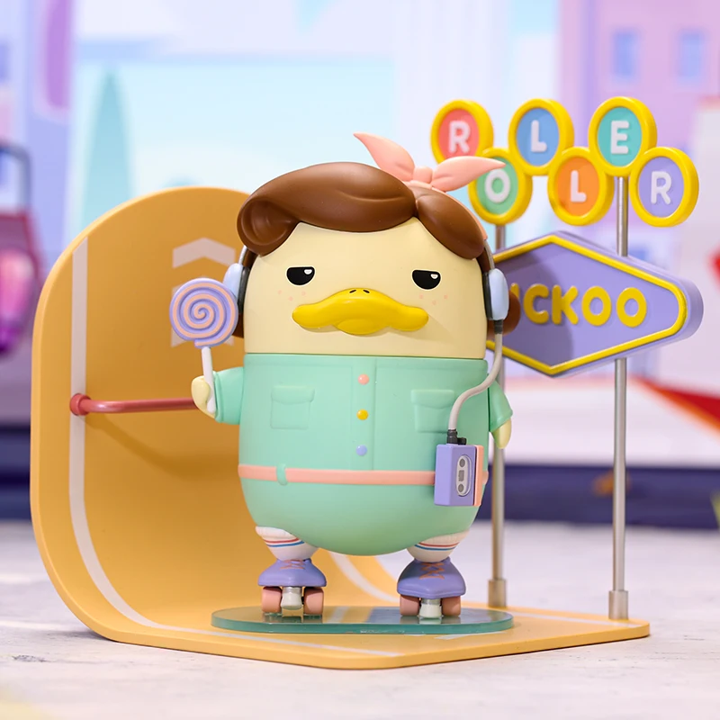 

Фигурка Duckoo для роликовых коньков Pop Mart, шарнирная кукла, кавайная фигурка, оригинальная Коллекционная модель, кукла, игрушки, реальная съемка