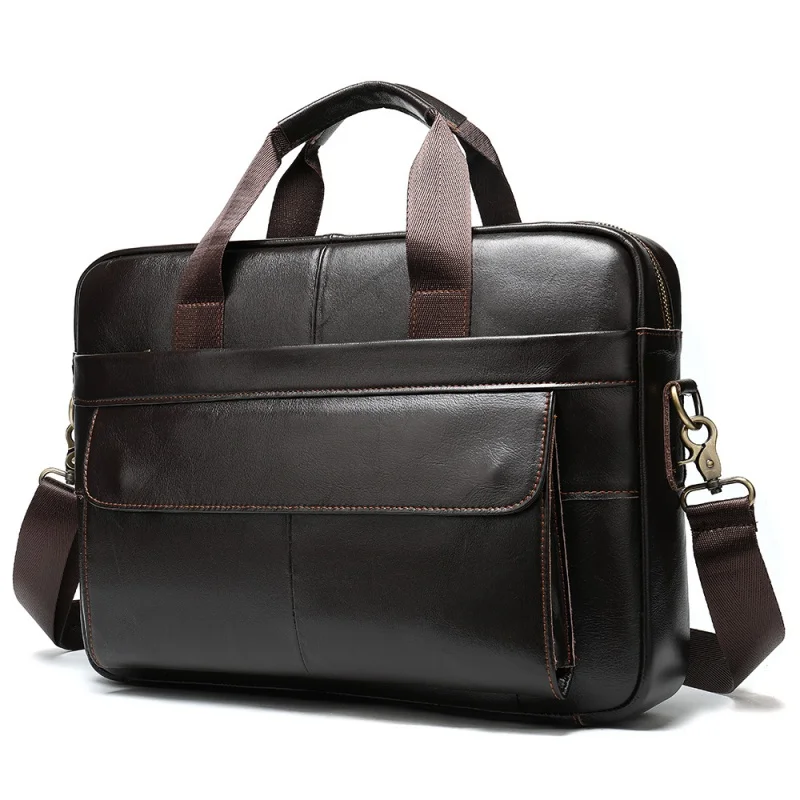 Business Cowhide Leather Briefcase Bag Men Fashion Laptop Bag Genuine Leather Handbag File Bag Male Shoulder Bag