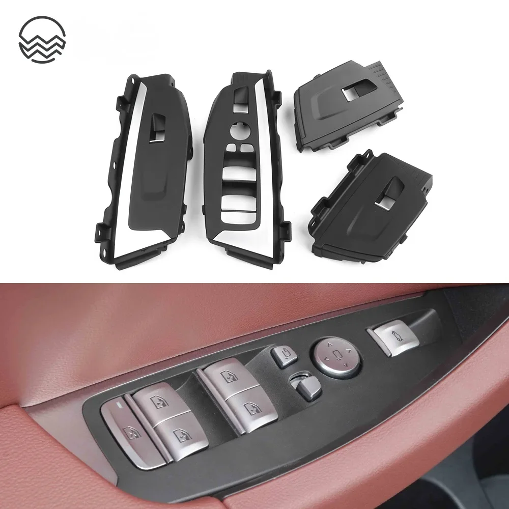 Фото Для BMW X3 X4 G01 G02 G08 F97 F98 2018-2021 Ручка внутренней двери автомобиля, черная отделка, внешняя крышка, переключатель подъема окна №1
