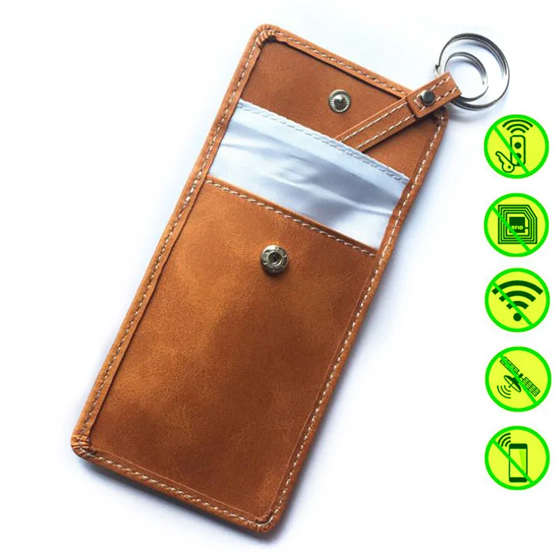 

Anti Theft RFID Key Bag Signal Block Shield Cover Genuine Leather Shell Pouch Case NFC Protect Car Key Pouch Car Key Case Cover