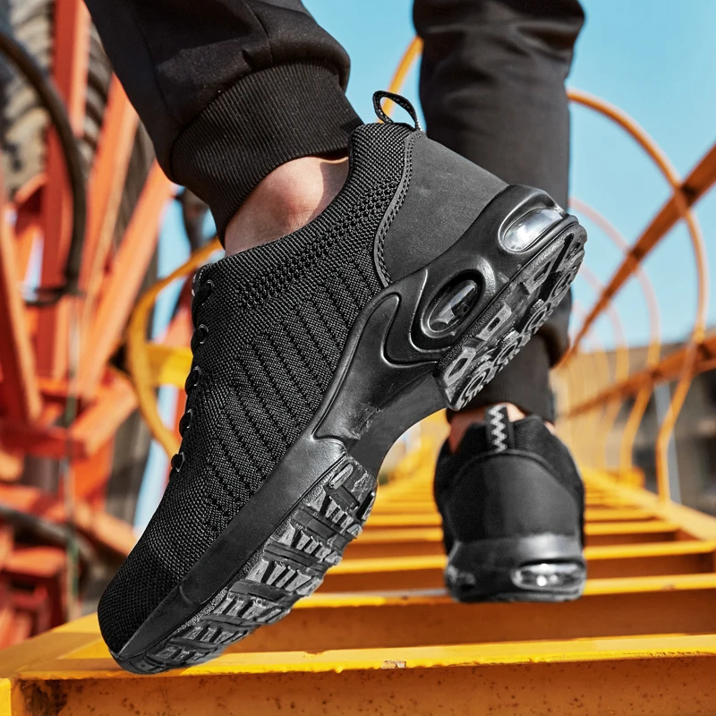 Breathable Men Women Work Safety Shoes Anti-Smashing Steel Toe Puncture Proof Construction Lightweight Sneaker Sport Hiking Shoe