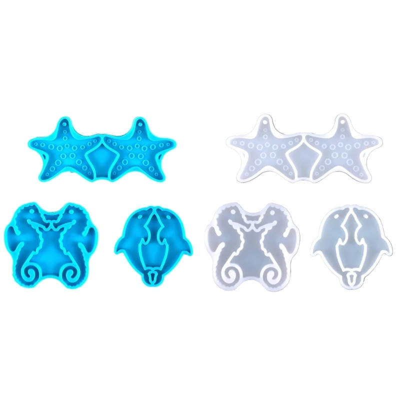

Формы для литья ювелирных изделий 4XBF, силиконовая форма для подвески из смолы, дельфин/Морская звезда