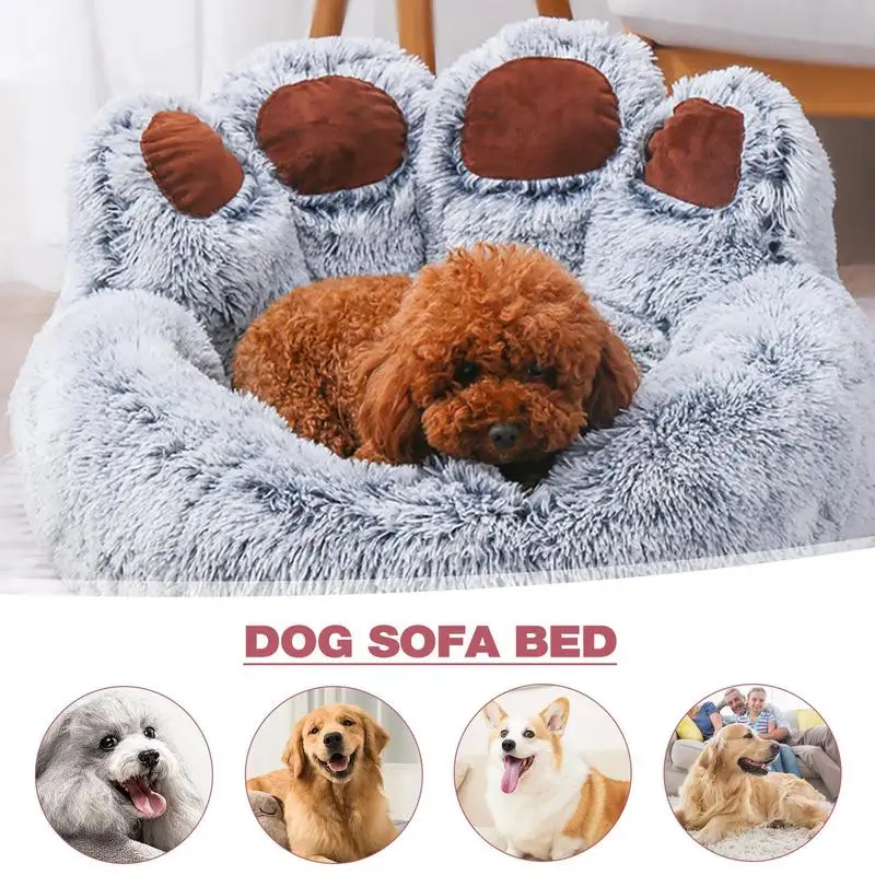 

Cozy Dog Bed Pets Dog Kennel Cat Dog Sofa Bed Puppy Anti Slip Paw Shape Fluffy Couch With Removable Inner Pad For Dog Cat Kitten