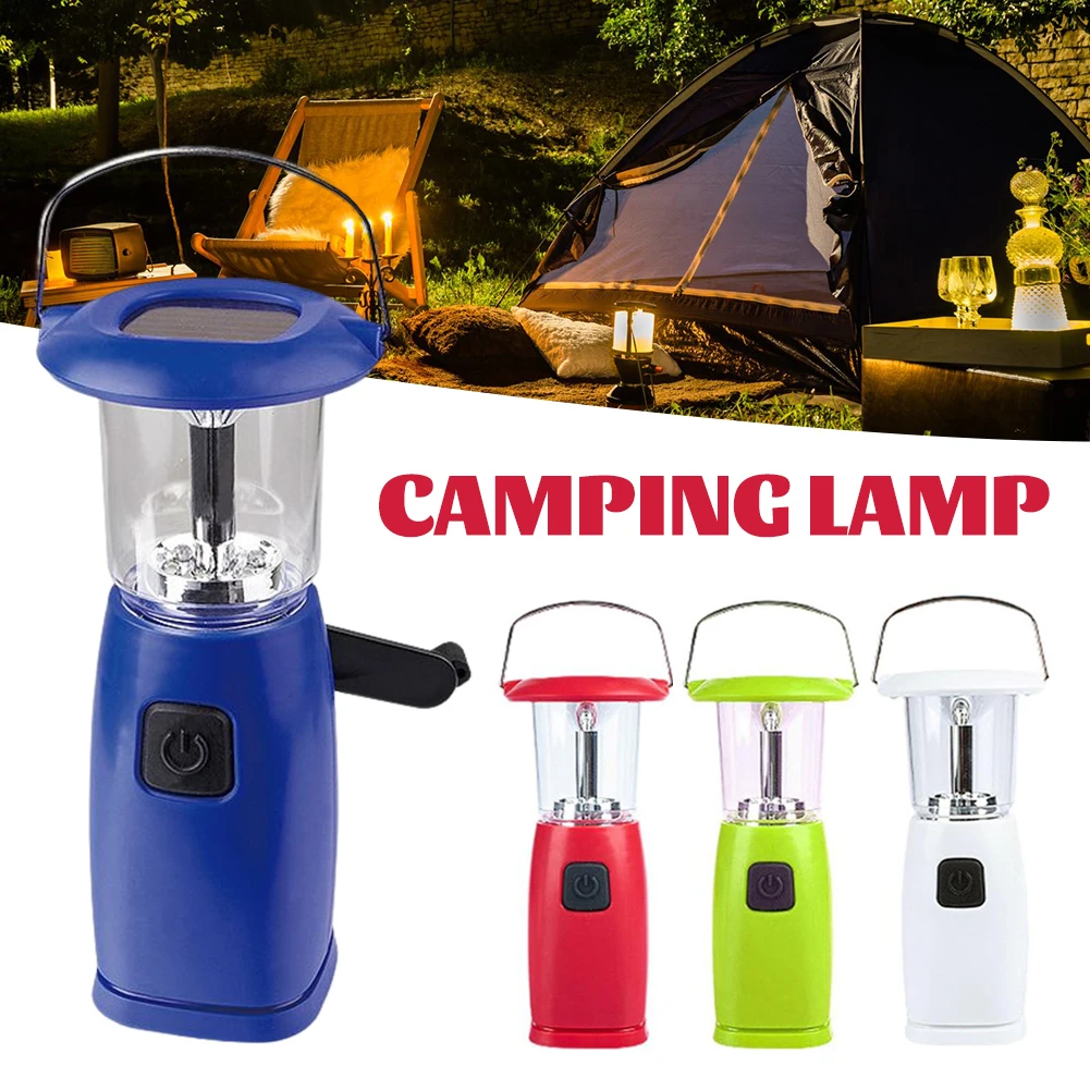 

Solar Camping Lamp with Hand Crank with 2 Brightness Modes Rechargeable Fishing Light for Outdoor Use