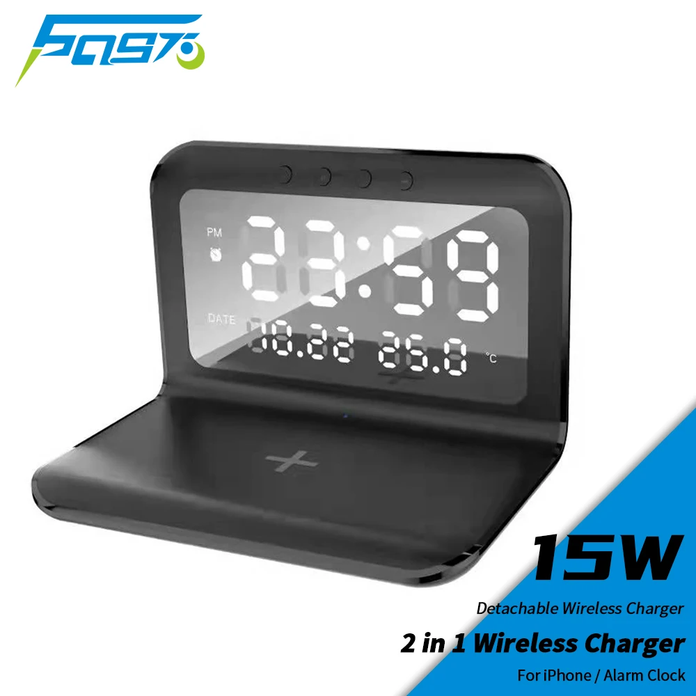 Wireless Charger Pad 2 In 1 Fast Phone Charging Stand Station 15w Detachable Qi Desk Mount For Iphone 8 11 12 Pro