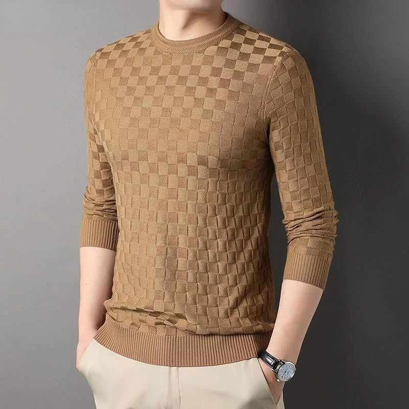 New Top Grade Fashion Brand Knit Pullover Plain Trendy Mens Luxury Designer Jumper Korean Plaid Sweater Casual Men Clothing