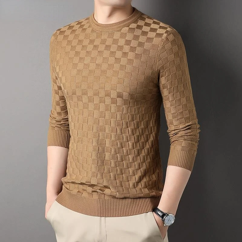

New Top Grade Fashion Brand Knit Pullover Plain Trendy Mens Luxury Designer Jumper Korean Plaid Sweater Casual Men Clothing