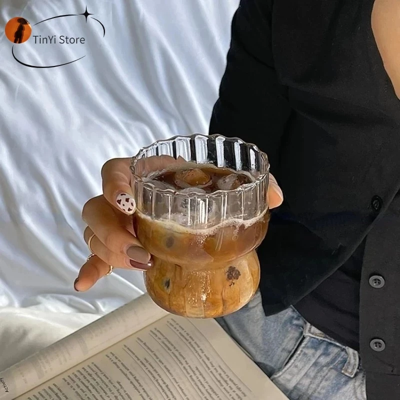

6/4/2/1Pcs Vertical Stripe Coffee Mug Heat-Resistant Glass Water Cups Transparent Tea Mug Cup for Drinking Milk Beertea Juice