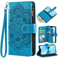 flip zipper pocket wallet bump proof pu leather multiple card slots stand phone cover for iphone 14 13 12 11 pro max mini x xr