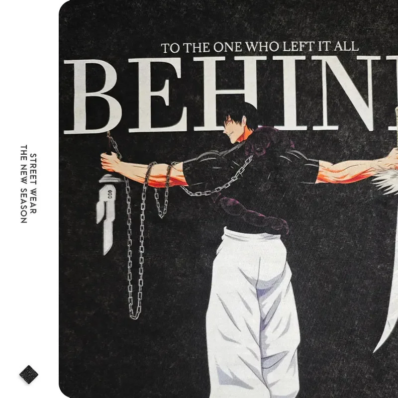 Футболка билибили с аниме J-juютсу K-Kaisen винтажные Промытые футболки Gojo Saturo