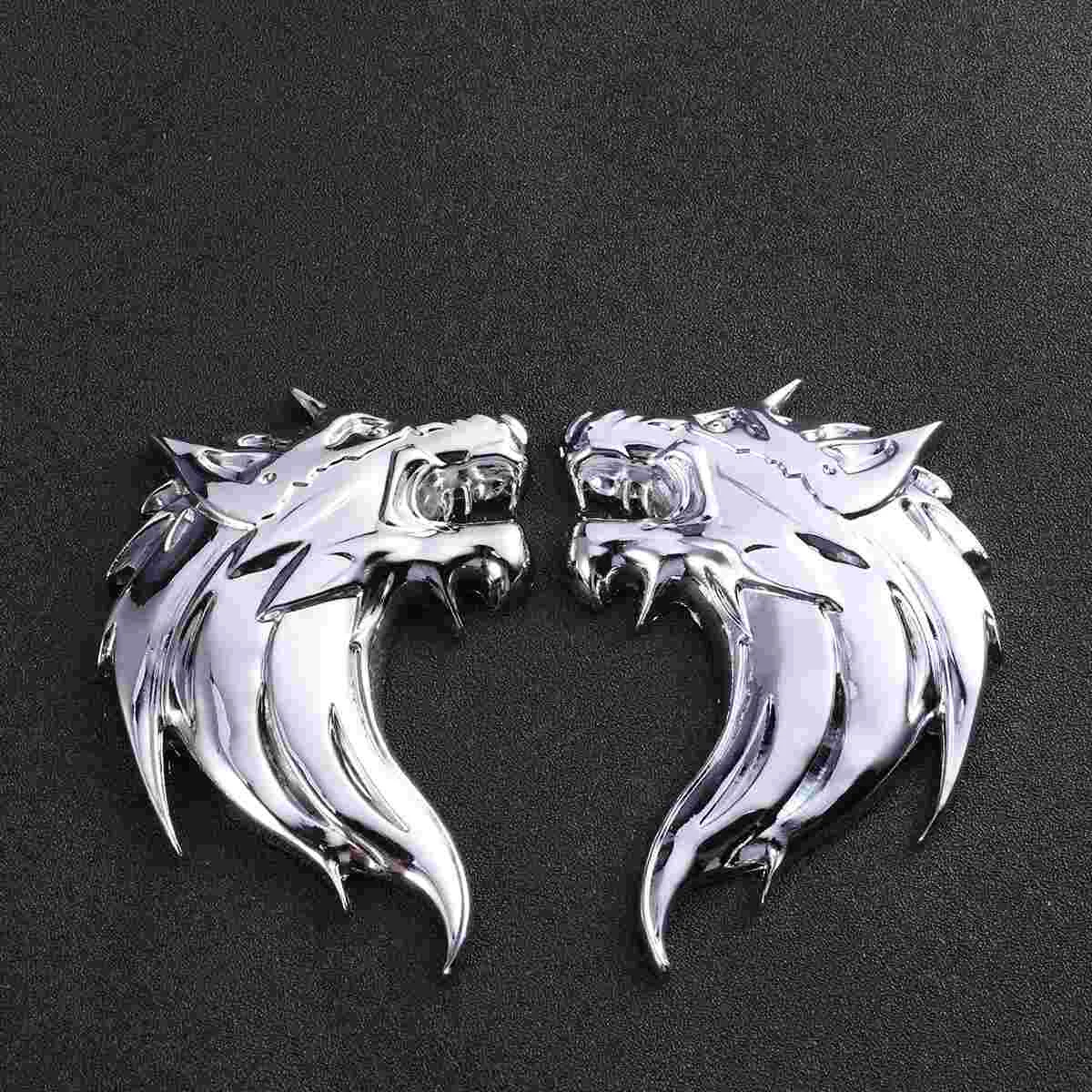 

LIOOBO 1 Pair Car Sticker 3D Metal Wolf Badge Sticker Decals Metal Car Truck Motorcycle Decal Decoration ( Silver