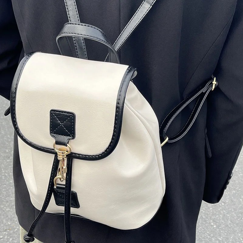 

Spring Fashion Women Backpack Luxury Designer Handbag And Purse 2023 New PU In Material Drawstring Decoration Casual Ladies Bag
