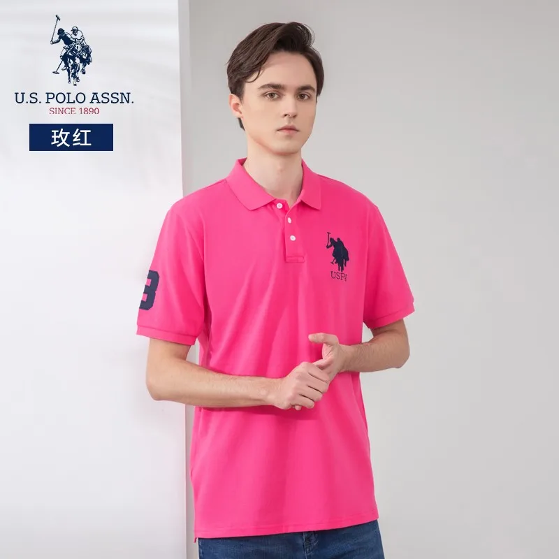 Поло США ASSN. Классическая мужская Свободная дышащая Модная рубашка-поло из 100%