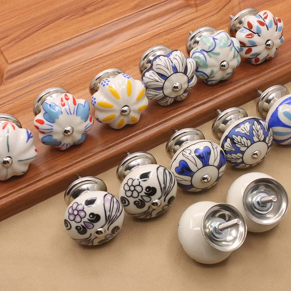 

With Screw Wardrobe Furniture Hardware Cabinet Pumpkin Shape Pull handles Door Knobs Cabinet Knob Drawer Handles