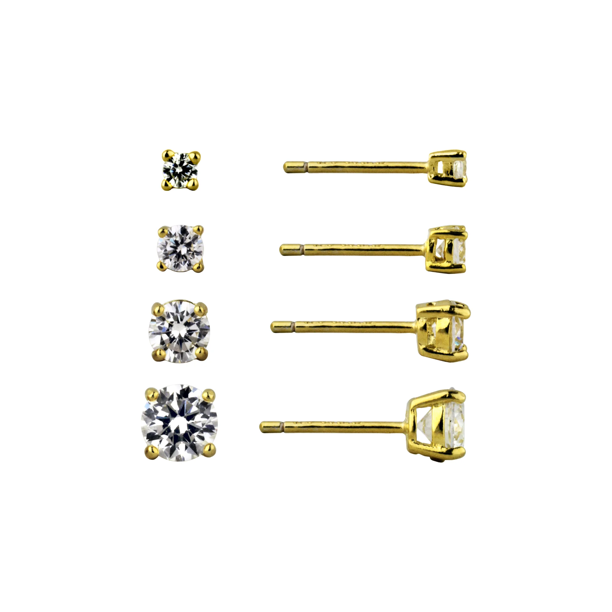 

14K Gold Plated over Silver Simulated Stud Earring Set