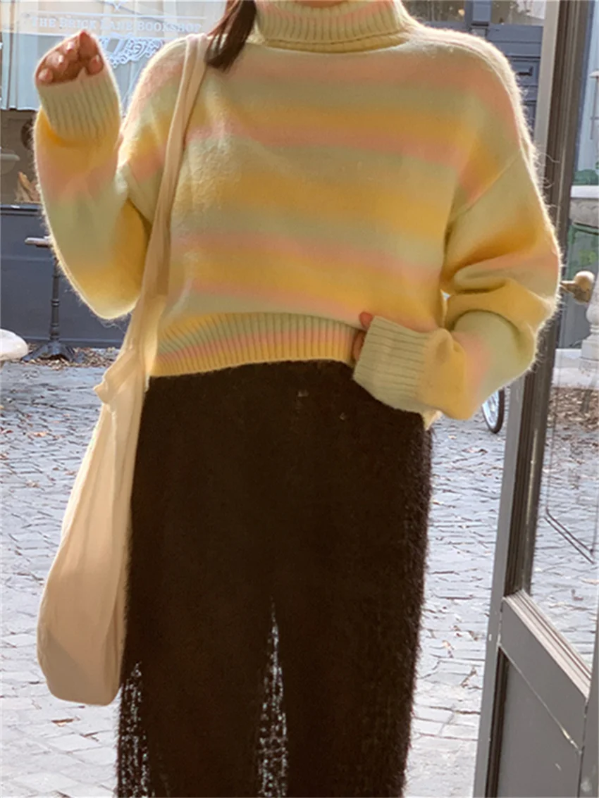 Свитер Женский вязаный Повседневный с воротником-хомутом на осень