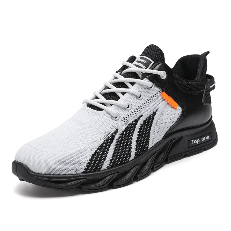 

New Men‘s Casual Shoes Breathable Simple Comfortable Outdoor Shoes Light Black Technology Flying Weaving Fish Material