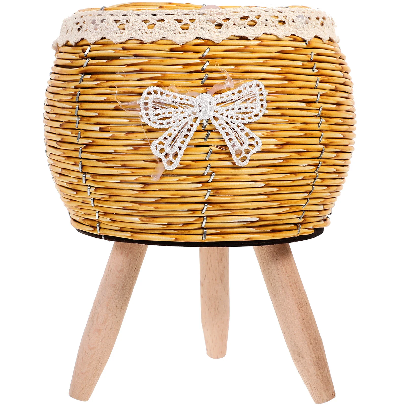 

Green Imitation Bamboo Triangular Wooden Leg Flower Pot Rack Pots Stand Holder Weaving 12.5x12.5x21cm Khaki Plastic