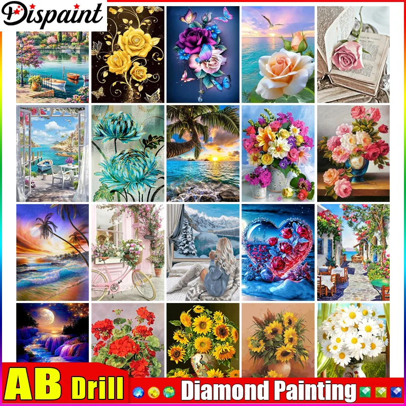 Dispaint AB DIY 5D алмазная живопись "солнечник ромашка пляж" полная вышивка