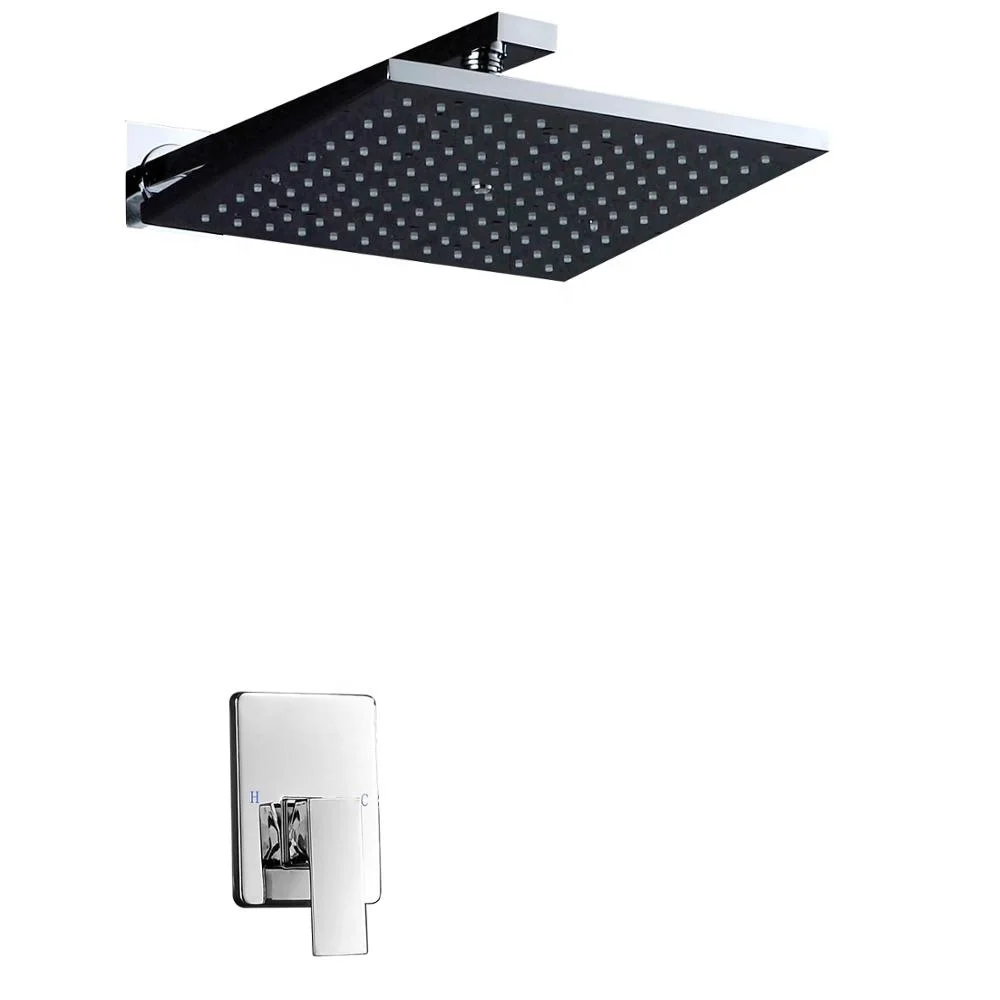 

Bathroom Wall Mounted Concealed 10 Inch Rain Shower Head With Embedded Box Hot And Cold Valve Rainfall Shower Set