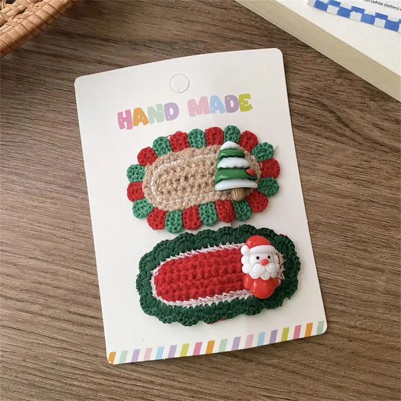 2 шт. милые вязанные крючком волосы детские заколки для волос Санта-Клауса BB