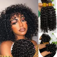 Kinky Curly I Tip Human Hair Extension Curly Remy Hair Stick I Tip Hair African American Microlinks Fusion Hair Pre bonded 100St
