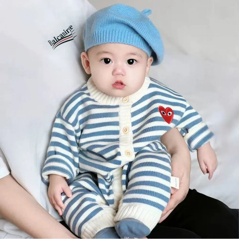 Модный вязаный кардиган для папы, мамы, дочки и сына, одинаковая одежда для всей семьи, наряды для взрослых и детей, полосатые топы, свитер, пуловер, новый (art.: 3920d1a02bcd0) - 3920d1a02bcd0