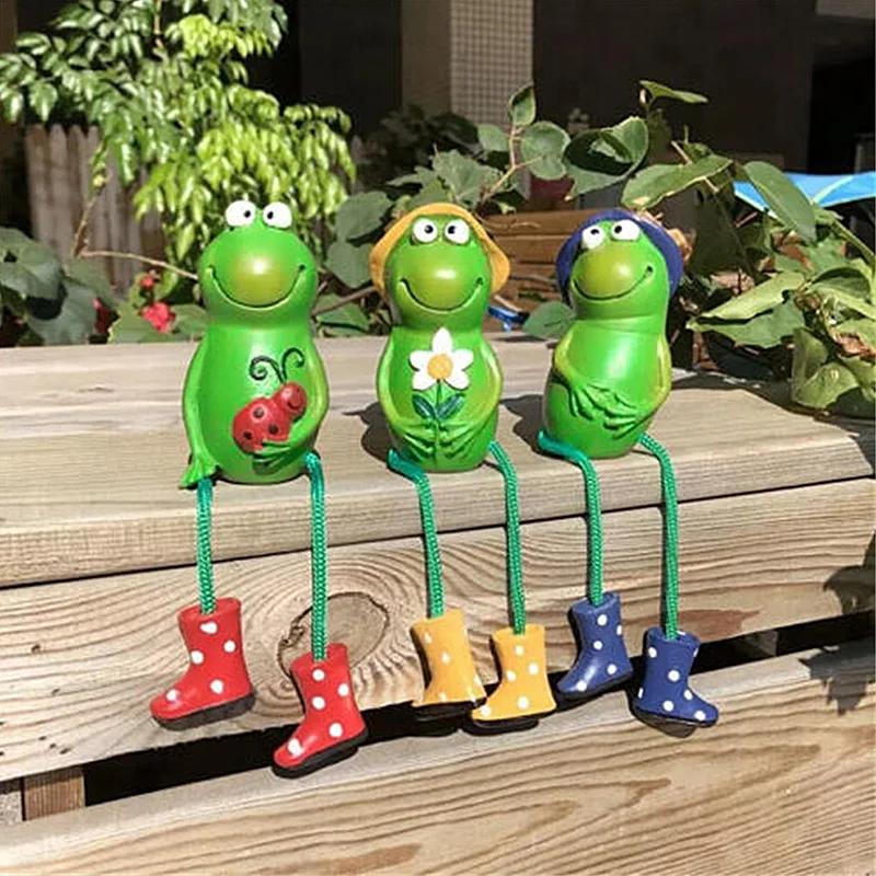 

1 шт., декоративная подвесная Коллекционная Статуэтка лягушки, сидящие полимерные ножки, Настольная Милая Статуэтка