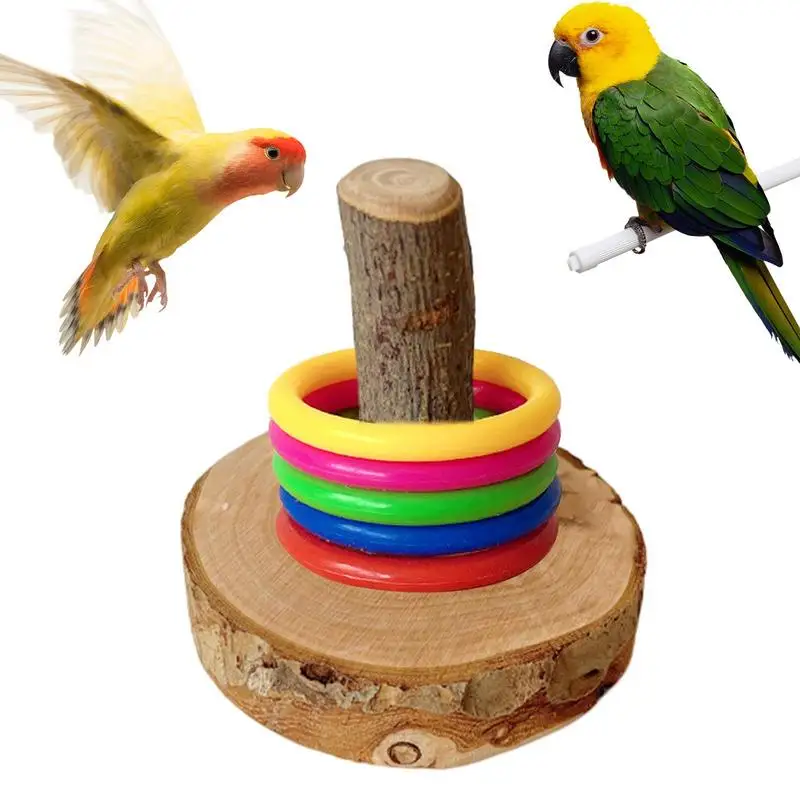 

Bird Toys For Cage Wooden Shredding Cage Toys With Rings Portable Bird Toy For Budgies Cockatoos Macaws Cute Parrot Toys For