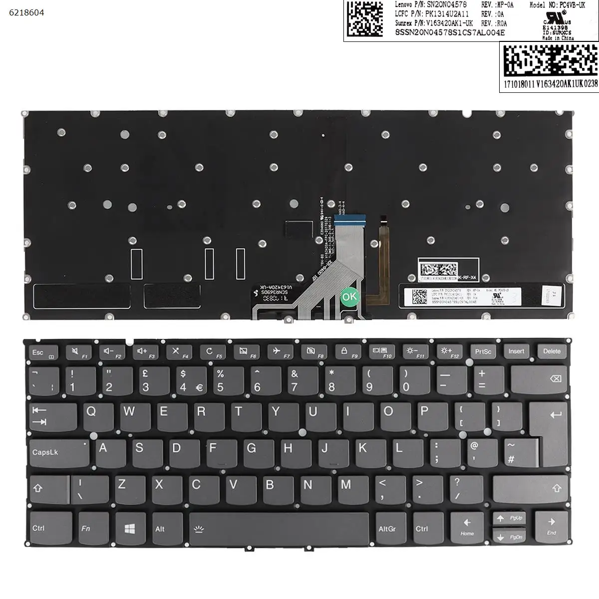 

UK Laptop Keyboard for Lenovo Yoga 920-13 920-13IKB yoga 6 pro Gray Backlit Without FRAME