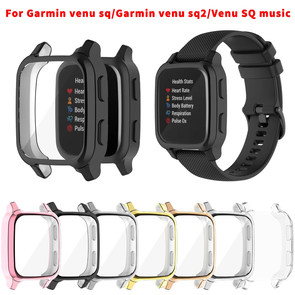 

Full Screen Protective Smart Watch Case for Garmin Venu SQ Plating TPU Soft Cover Screen Protector Shell For Garmin Venu Sq 2